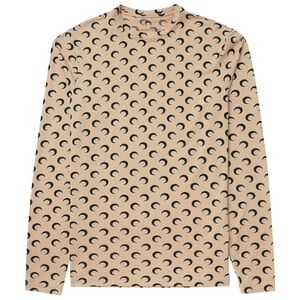 Marine Serre moon-print long-sleeve jersey skin top L